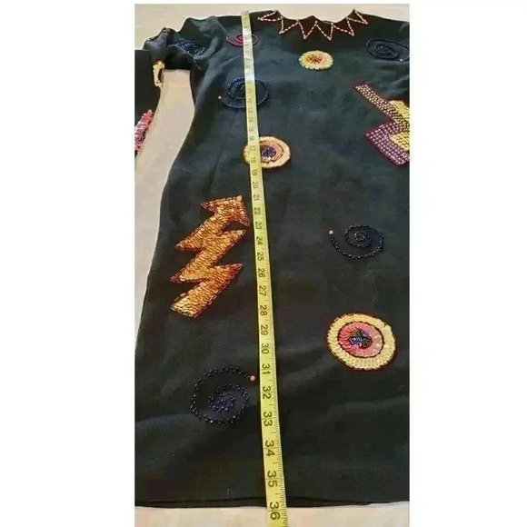 Vintage Dress 70s Sequin Beaded NWT Liz Claiborne Dead Stock MCM Orig tag $260 S - Picture 6 of 12